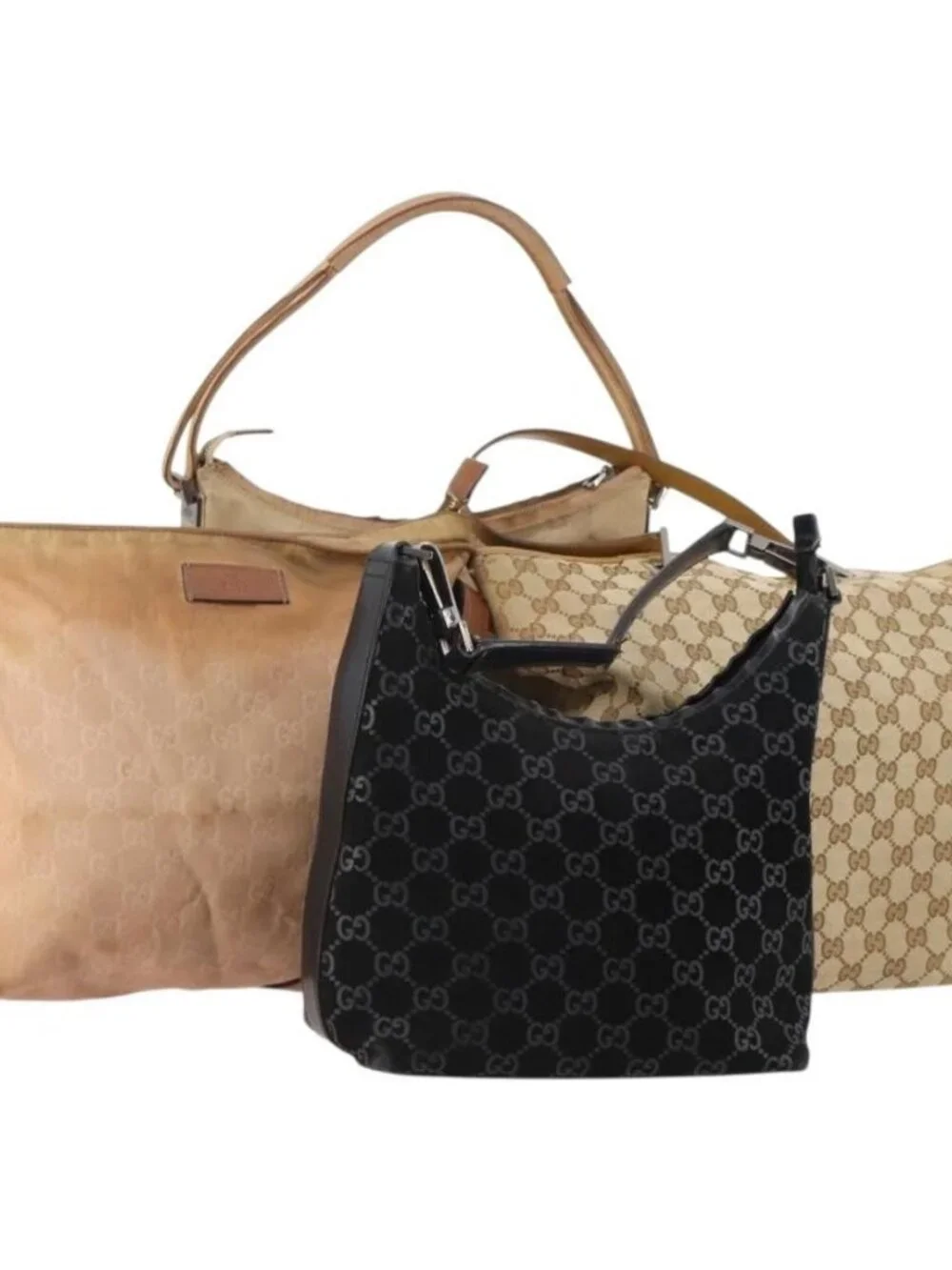GUCCI GG Canvas Guccissima Bag Suede Nylon 4 Set Beige Black Pink Auth